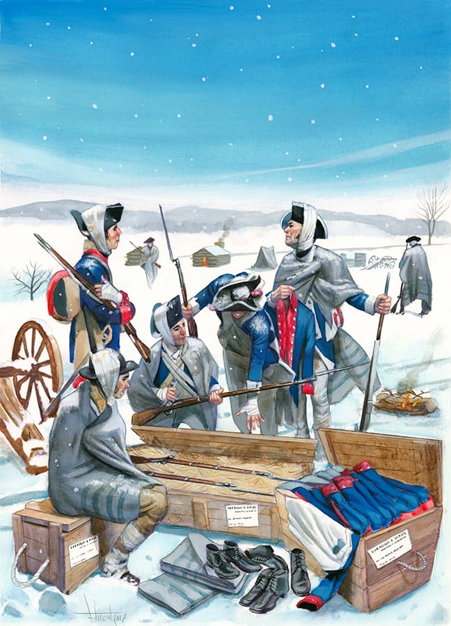 US troops at Valley Forge with Spanish supplies